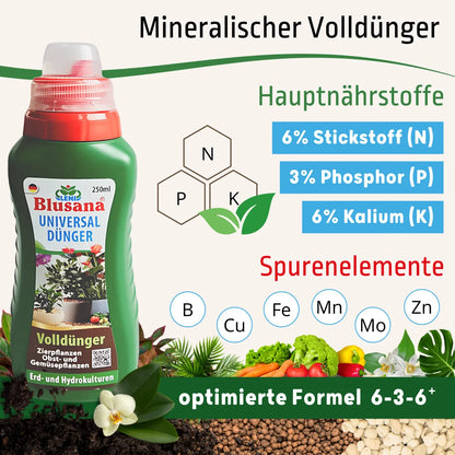 Hydrokultur Premium Flüssigdünger 250ml NPK Dünger 6-3-6